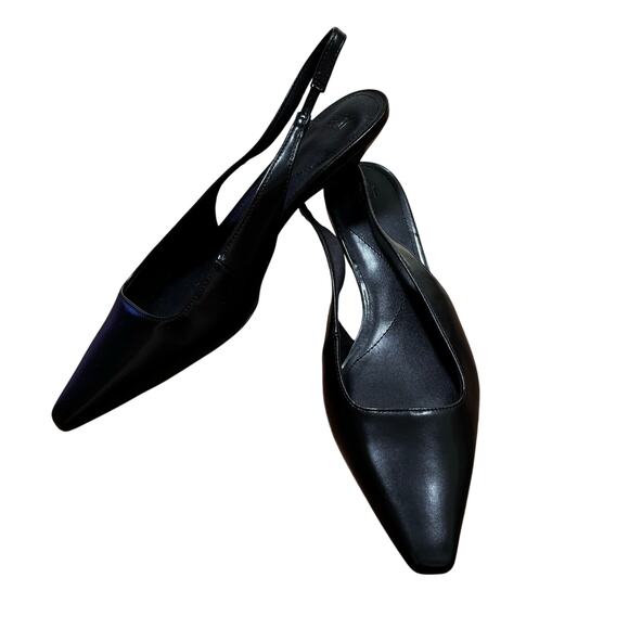H&M classic black slingback pumps low kitten heels career casual shoes EU 39 - Picture 9 of 10